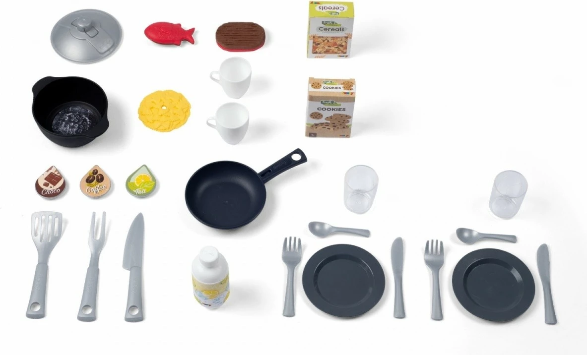 Kuzhinë lodër elektronike Smoby miniTefal Studio, plastikë, gri/bardhë, me aksesorë