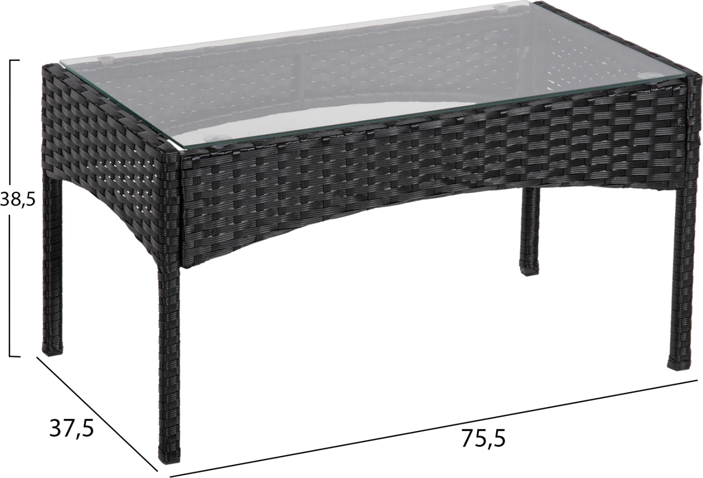 Set salloni për jashtë 4 pjesë STASIA FH6089.04 ratan sintetik në të zezë-jastëkë në bezhë