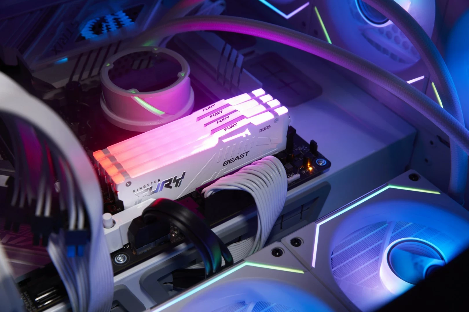 RAM Memorje Kingston FURY Beast 32GB 6000MT/s DDR5 CL36 DIMM (Kit of 2) Bardhë RGB