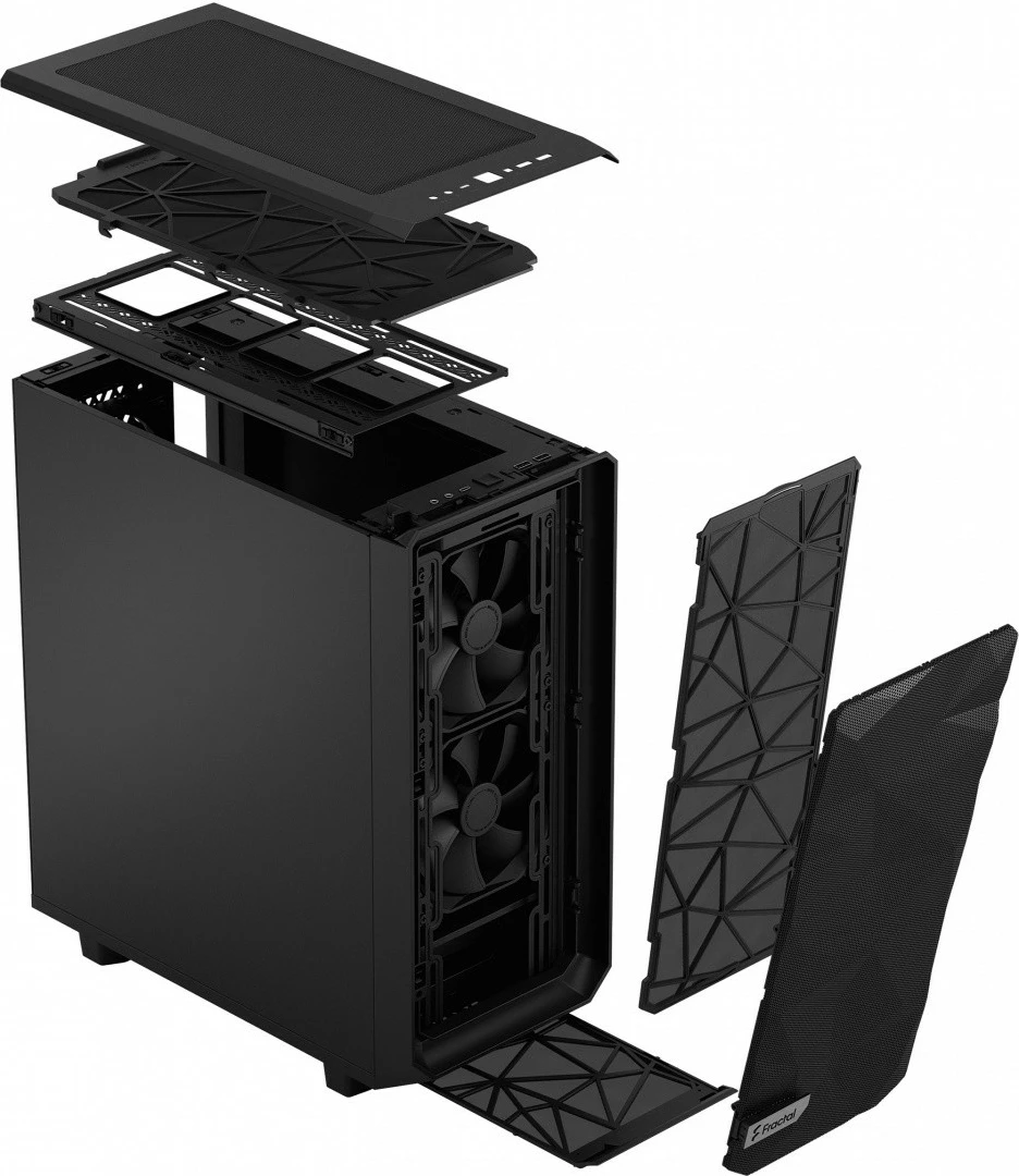 Kasë Fractal Design Meshify 2 Compact FD-C-MES2C-01, ATX/Micro ATX/Mini ITX, USB 3.1 Type-C, 6x 2.5", 2x 3.5", 424x210x475 mm, e zezë