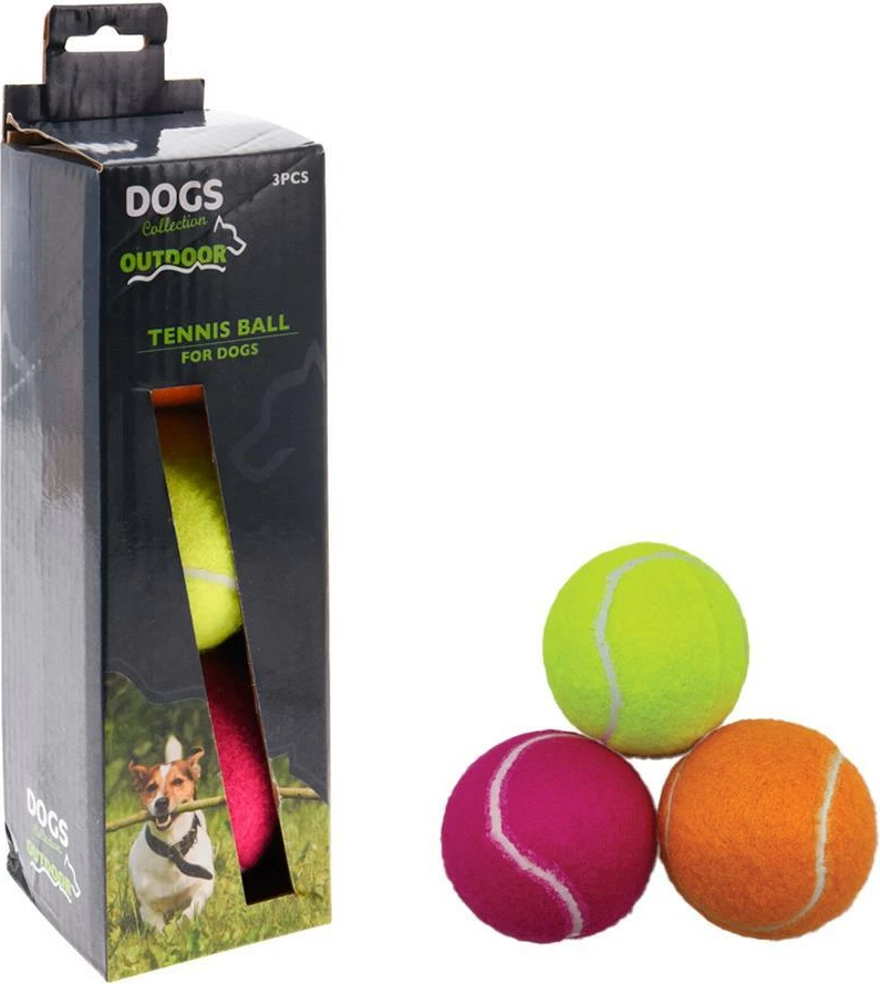 Set lodrash për qen KOOPMAN, 3 topa gome, Ø6.3cm, portokalli, rozë - verdhë