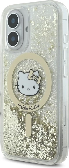Mbështjellës Hello Kitty Liquid Glitter Fever MagSafe për iPhone 16, Gold