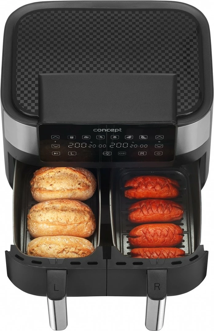 Fritezë me ajër Concept FR8000, 8L, dy kosha, e zezë/inox