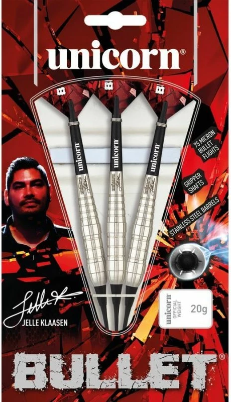 Atlete për dart Unicorn Bullet Stainless Steel - Jelle Klaasen 20g, të zeza dhe të kuqe