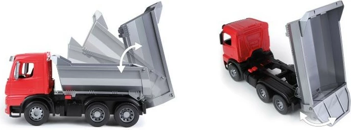 Kamion lodër Lena Worxx Dump Truck Arocs 45 cm, Kuqe/Zi