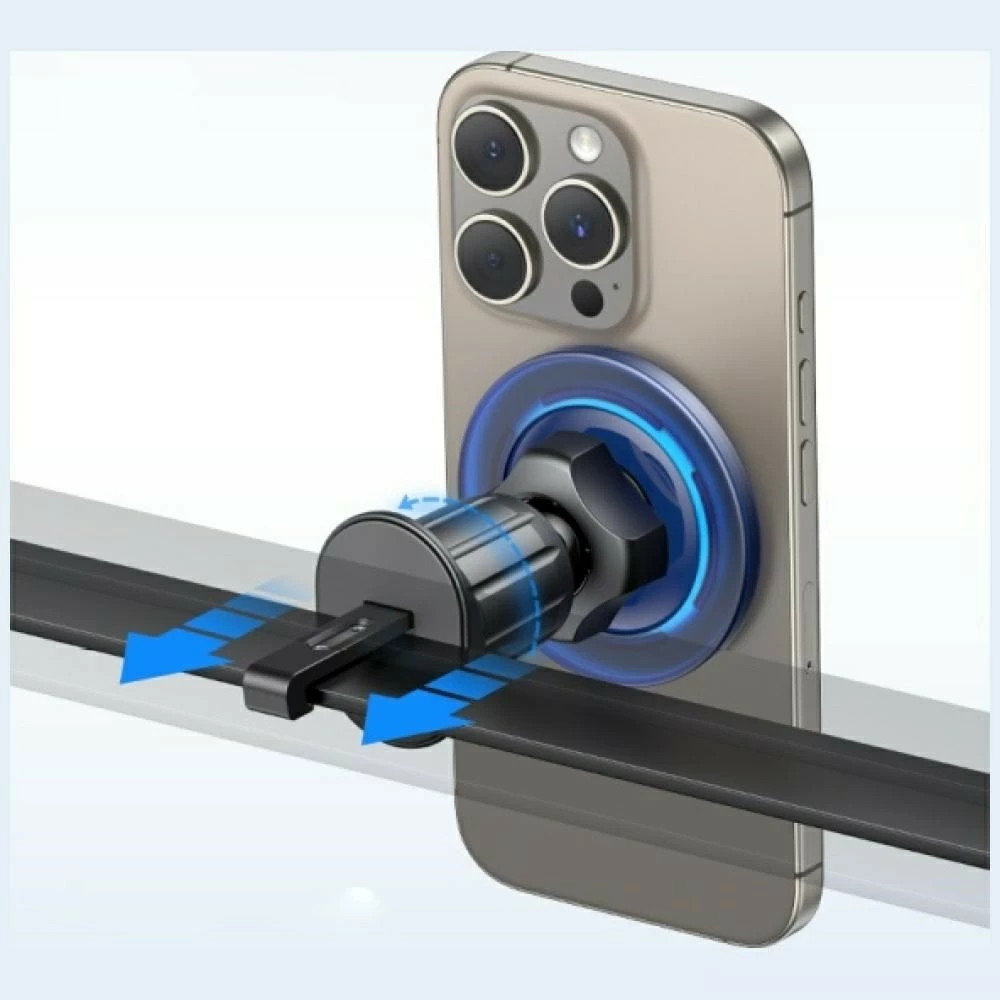 Mbajtës makine për grila ajri magnetik, USAMS ZJ081 (USA001646), 360° rotacion, montim me grep, për Celular, zi