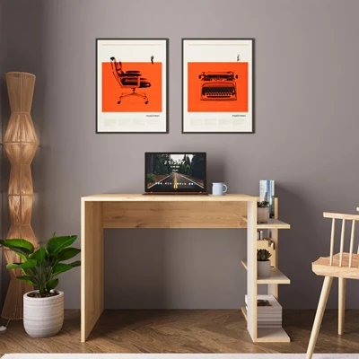 Tavolinë pune Toska, ngjyrë lisi-rërë, 114x56x76cm