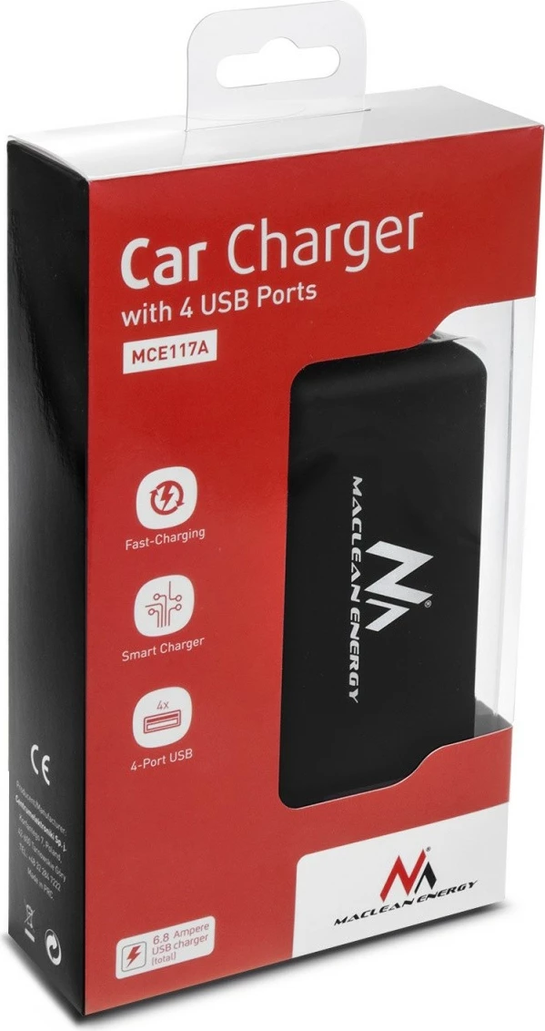 Ndarës prizë çakmaku Maclean MCE117, 3 dalje, 2xUSB, voltmetër, i zi