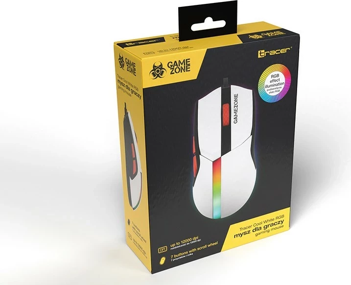 Maus Tracer GameZone COOL, RGB, 12 000 dpi, i bardhë