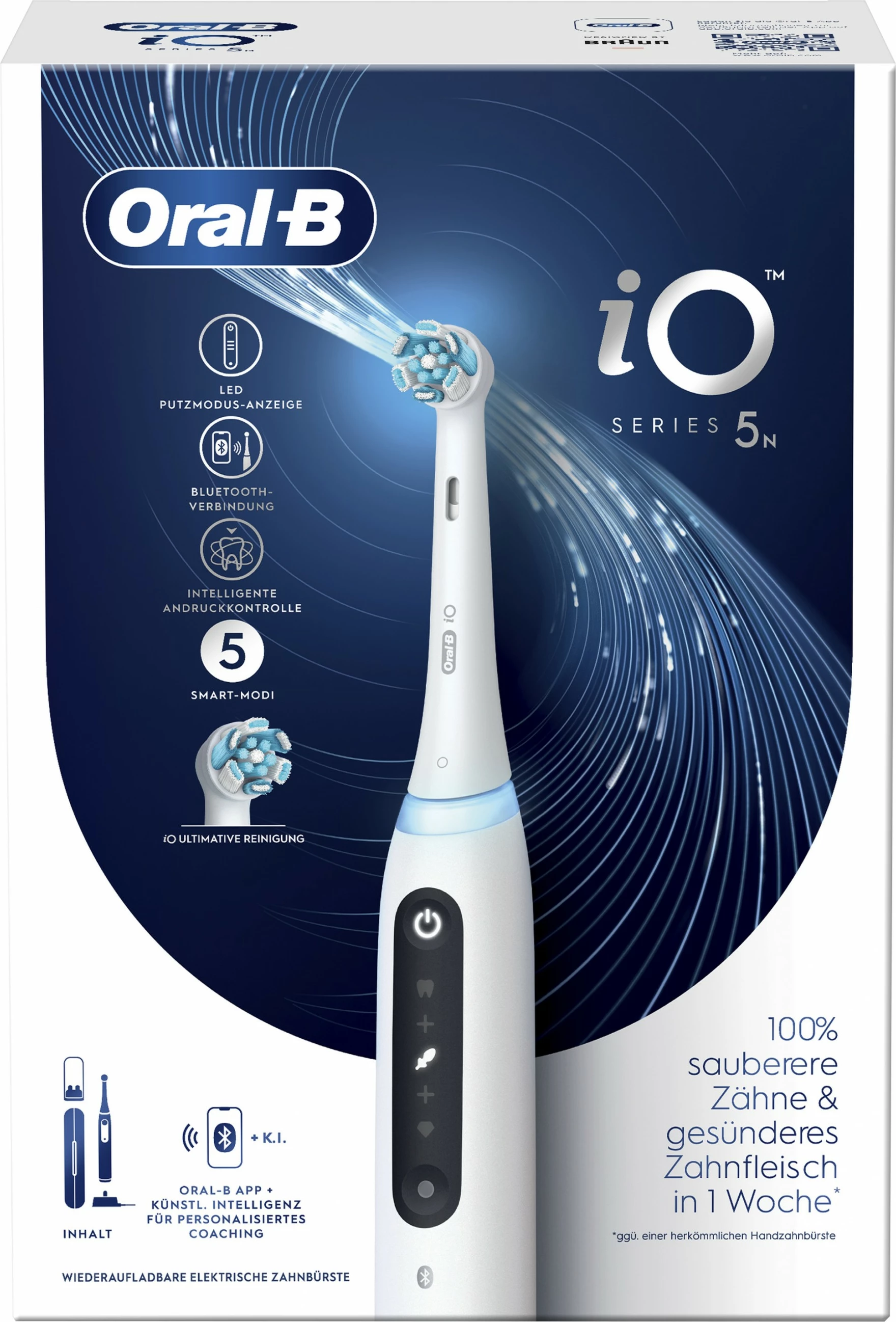 Furçë dhëmbësh elektrike Oral-B iO Series 5, 5 mënyra pastrimi, e bardhë