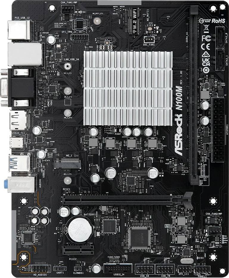 Pllakë amë ASRock N100M, Intel CPU onboard, micro ATX, e zezë