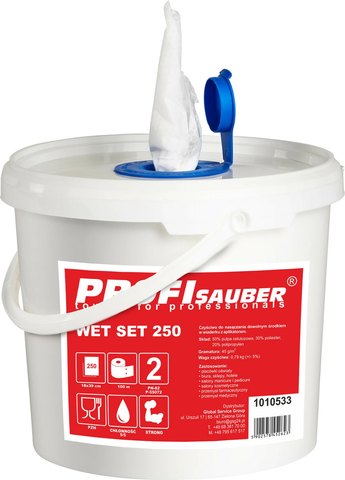 Set letrash të lagura Profi Sauber WET SET 250 me kovë dhe dozator, 256 copë