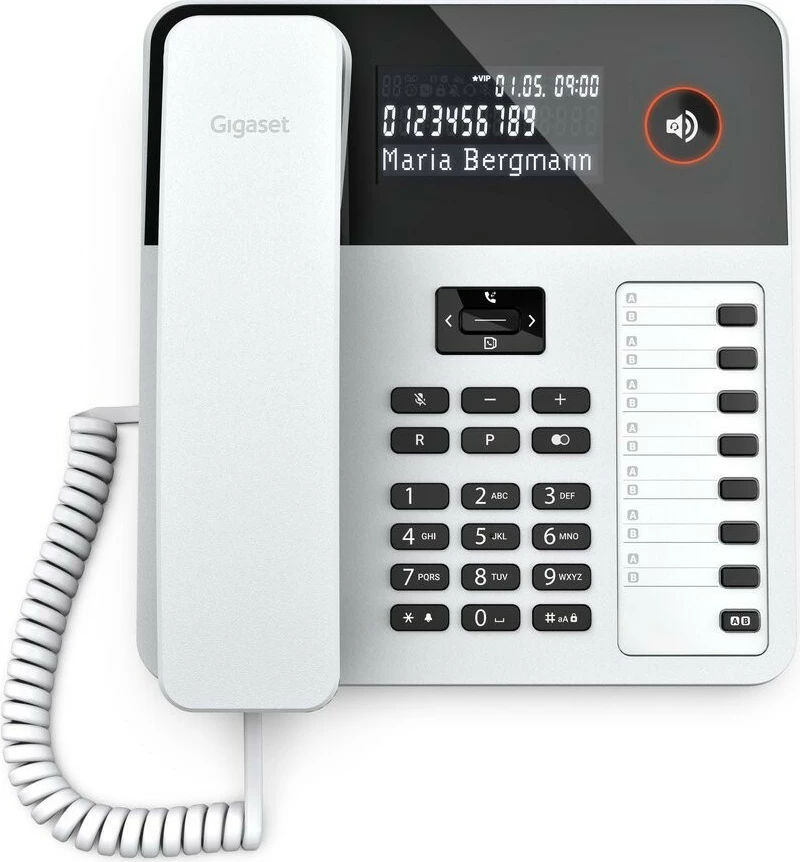 Telefon fiks Gigaset DESK 600, analog, 100 kontakte, Caller ID, i bardhë