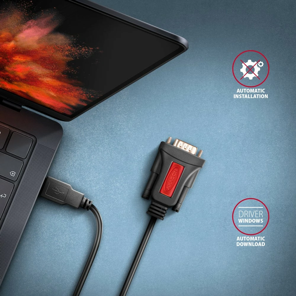 Adapter USB në RS-232 AXAGON ADS-1PSN, 1.5m, Prolific Chip, i zi