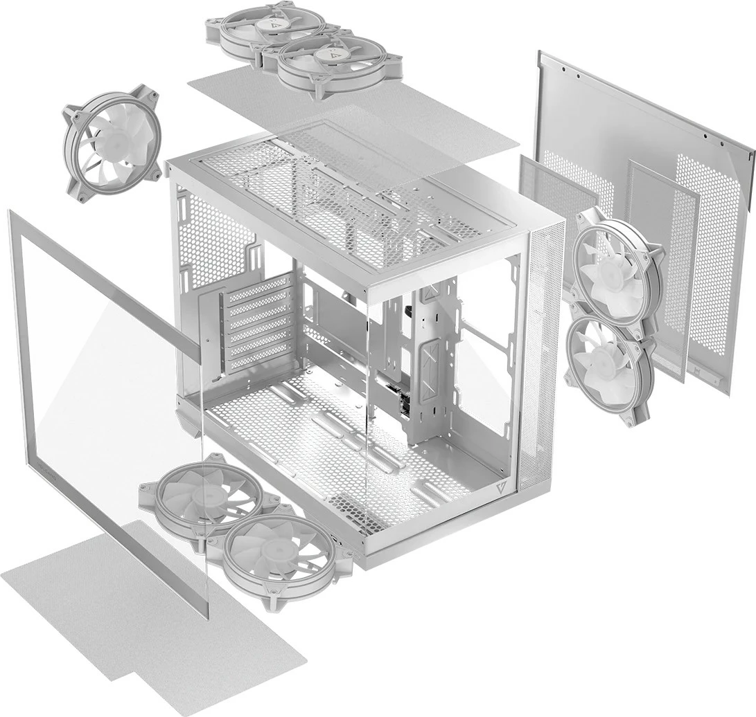 Kasë MODECOM Volcano Panorama APEX ARGB 7F Midi, e bardhë