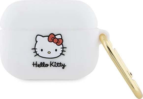 Mbështjellës Hello Kitty për AirPods Pro, silikon, i bardhë, me unazë