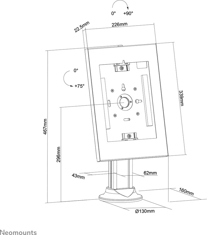 Mbajtës tavoline për tablet Newstar DS15-640WH1, 9.7-11 inç, i bardhë