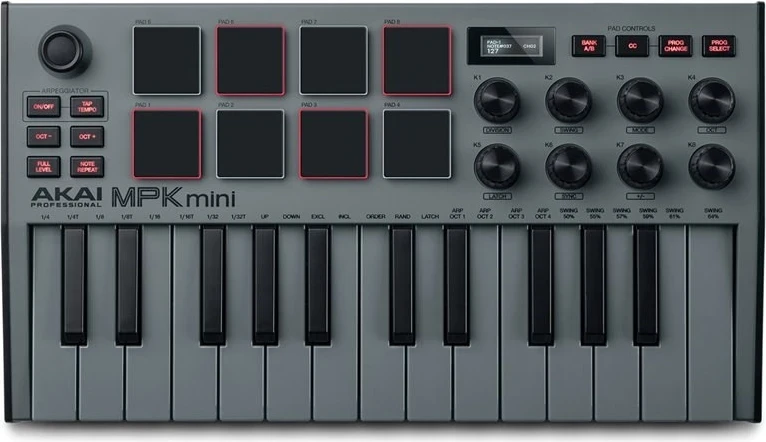 Mikset për DJ AKAI MPK Mini MK3, MIDI USB, e zezë/hiri