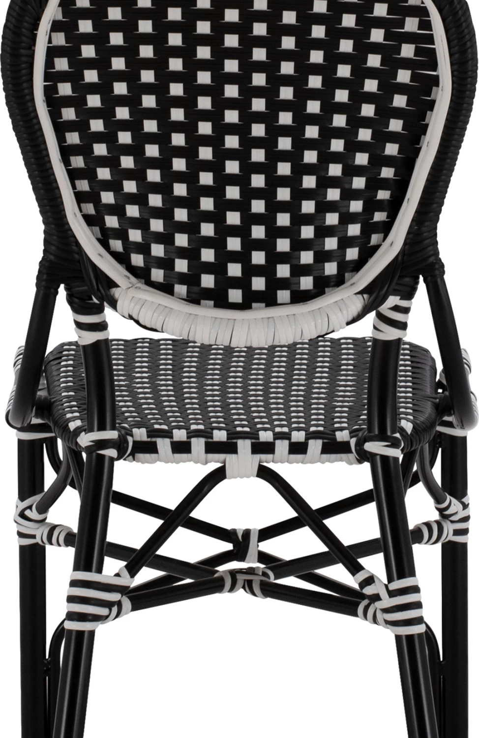 Karrige alumini pamje bambuje me thurje bardhë e zi FH5792.02 46x60x96 cm