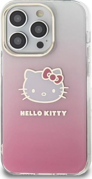 Mbështjellës Hello Kitty IML Gradient Electrop Kitty Head për iPhone 15 Pro, rozë