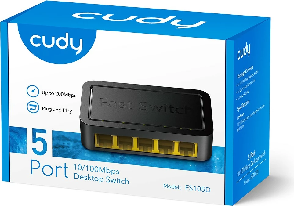 Switch Cudy FS105D, Fast Ethernet, 5 porte, e zezë