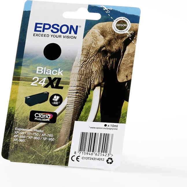 Kartush bojë, Epson, 24XL / C13T24314012, 10 ml, deri 500 faqe, madhësi XL, e zezë