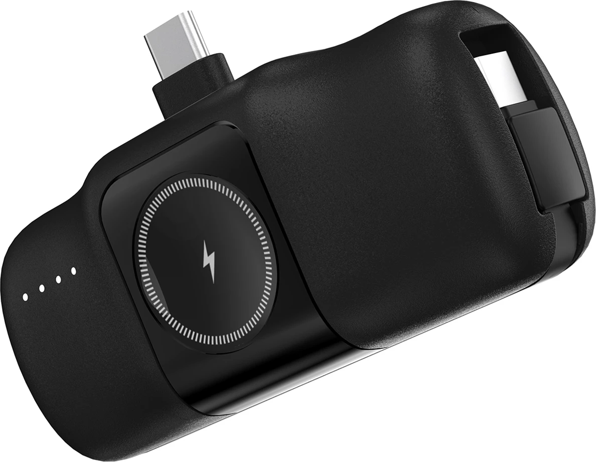 Powerbank Wozinsky WF16-YCS, 5000mAh, USB-C, me kabllo të integruar dhe karikues për Apple Watch, e zezë