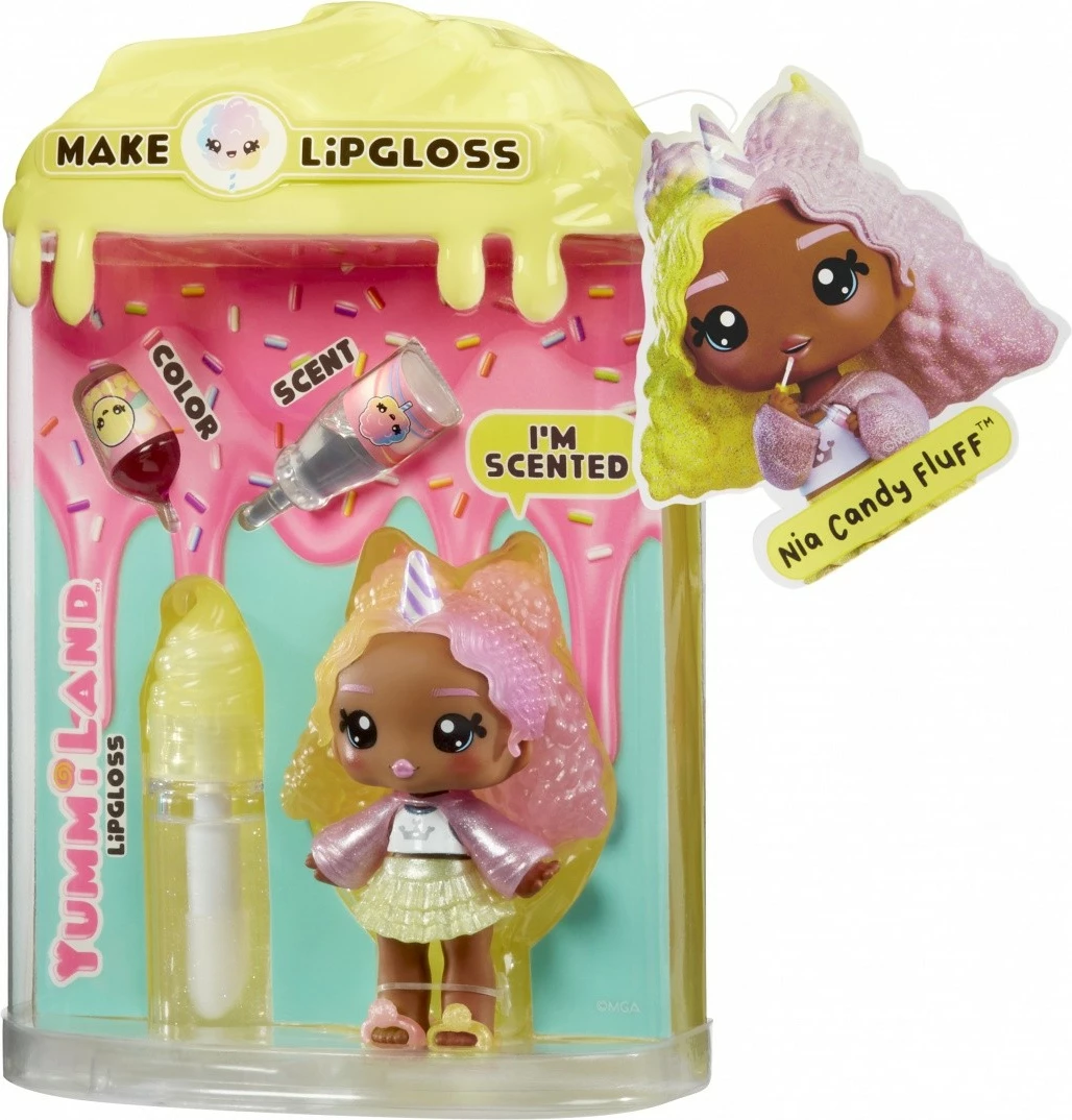 Set lodër dhe lip gloss Yummiland nga MGA, S2, Cotton Candy, me kukull të vogël aromatike