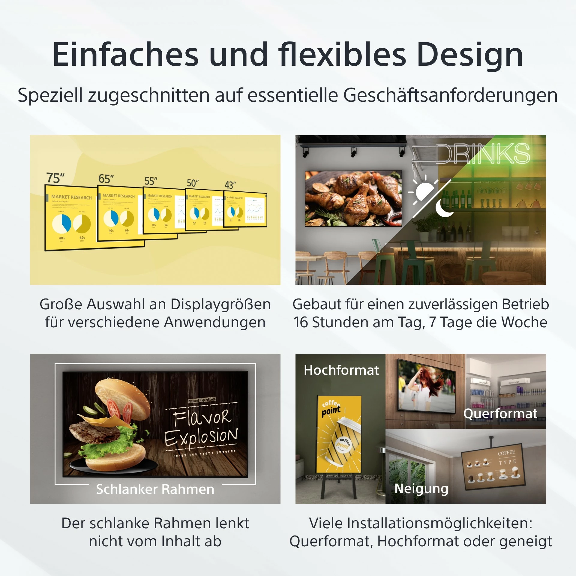 Ekran i madh Sony FW-50EZ20L, 50 inç, 4K Ultra HD, LED, Wi-Fi, Android