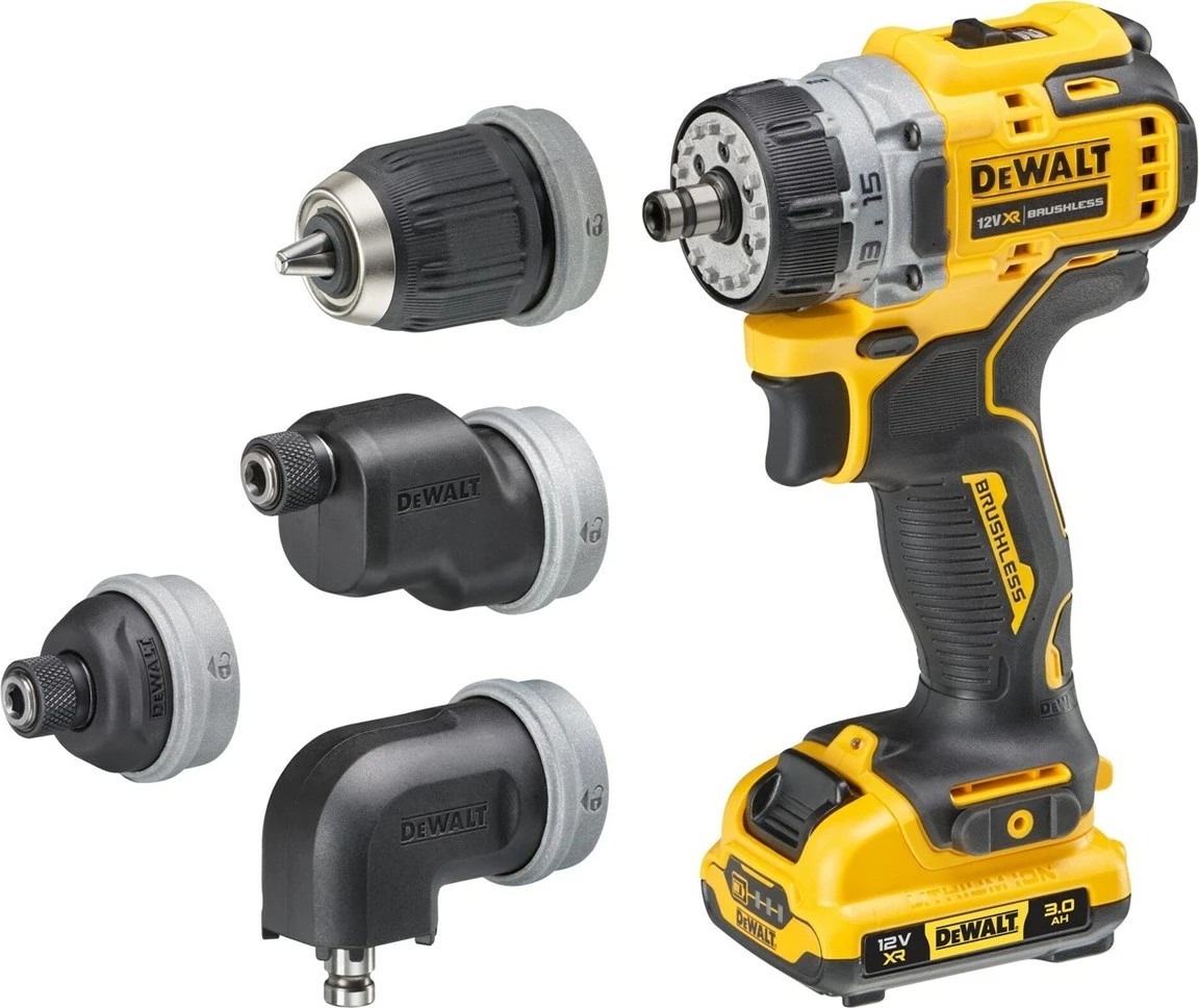Makineri shpimi/vidash DeWalt DCD703L2T-QW, 12V, 3 Ah, 2 bateri, e verdhë