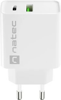Karikues rrjeti Natec Ribera NUC-2061, 20W, 1x USB-A + 1x USB-C, Bardhë
