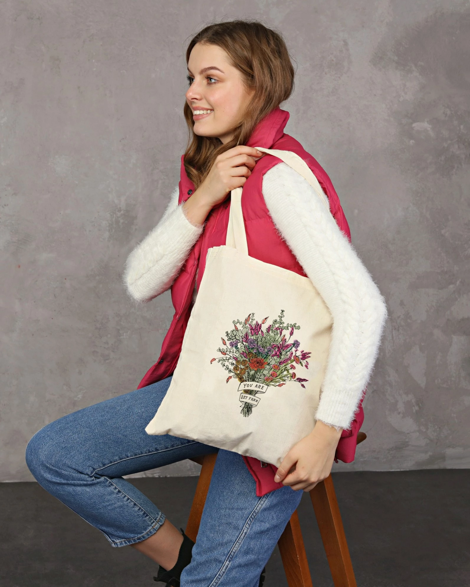 Çantë tote Zoozie Bags, krem, 35x40cm, 0481