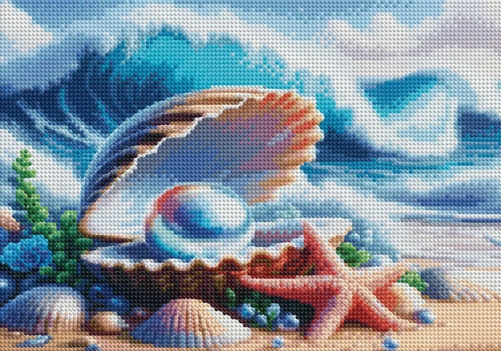 Set mozaik me diamantë Norimpex Seashell Coast, 30x40 cm, shumëngjyrësh