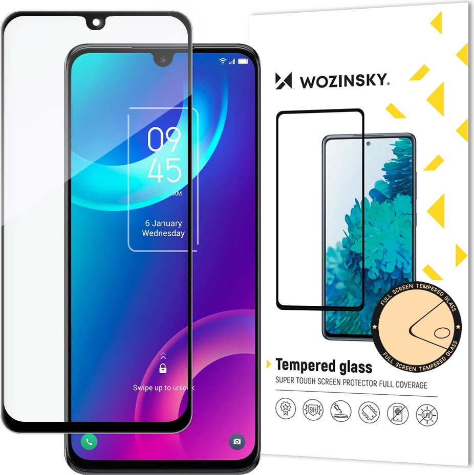 Xham i temperuar Wozinsky Full Glue për TCL 30 Plus, kornizë e zezë