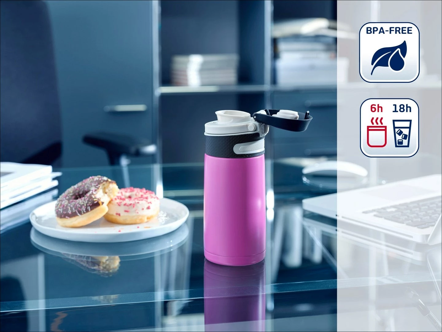 Termos LEIFHEIT Flip 350 ml, magenta