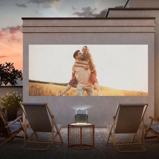 Projektor lazer 4K, Hisense M2 Pro, 1300 ANSI lm, short throw 1.0–1.3:1, auto-focus/keystone, Wi‑Fi/Bluetooth, gri