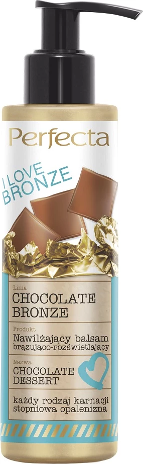 Balzam vetëngjyrues dhe ndriçues për trup Perfecta Chocolate Bronze Chocolate Dessert për femra, 195ml