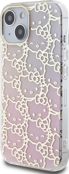 Mbështjellës Hello Kitty IML Gradient Electrop Crowded Kitty Head për iPhone 15, rozë