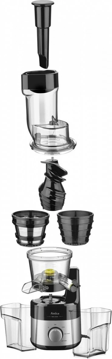Shtrydhëse frutash Amica JSM 4014, slow juicer, 1L, funksion akullore, inox/zezë