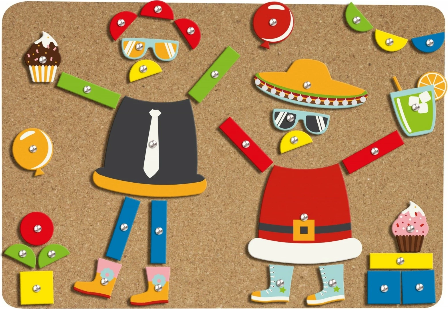 Lojë edukative Lena Przybijanka Party Set, 54 pjesë, shumëngjyrëshe