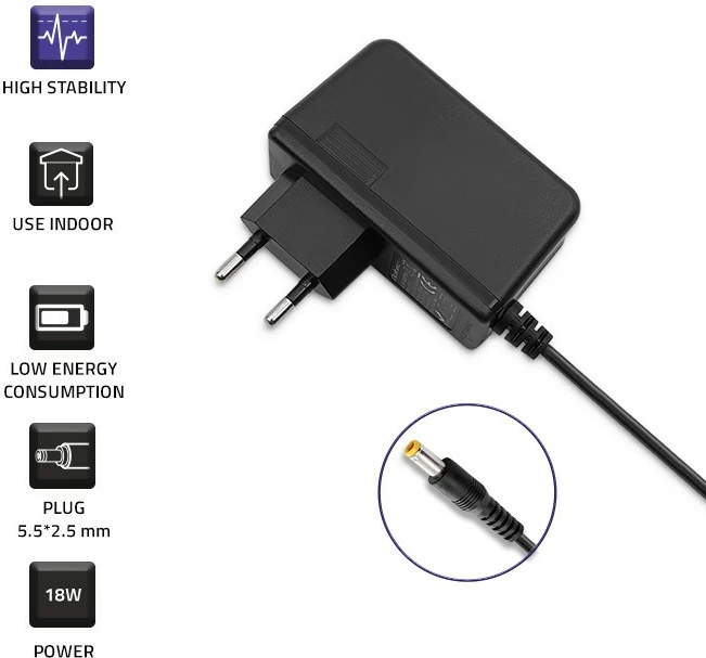 Furnizues energjie Qoltec 51028, 18W, 9V, 2A, 5.5x2.5mm, i zi