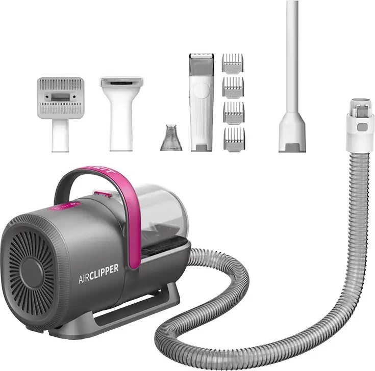 Set për kujdesin e qimeve të kafshëve Petkit AirClipper 5-in-1, gri/rozë
