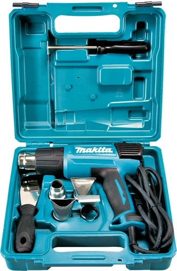 Pistoletë ngrohëse Makita HG6031VK, 1800W, 9 nivele temperature, 2 shpejtësi ajri, zi/kaltër