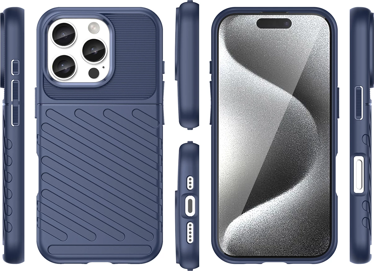 Mbështjellës Hurtel Thunder Case për iPhone 16 Pro Max, TPU, Blu