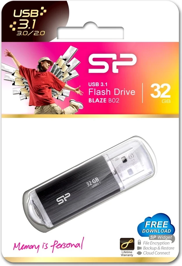 USB, Silicon Power Blaze B02,Flash Drive,32GB,Type-A 3,2 i zi