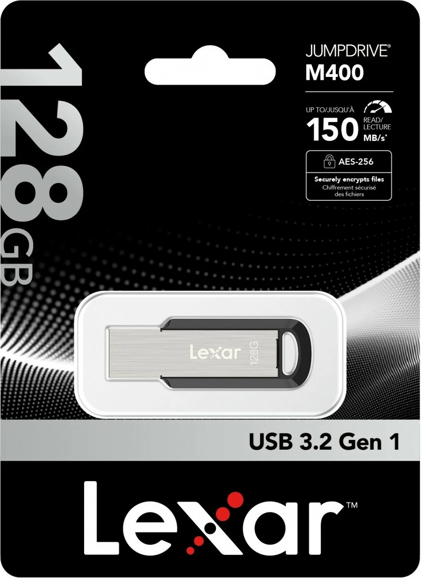 Pendrive Lexar JumpDrive M400 128GB, USB 3.0, zi/argjendtë