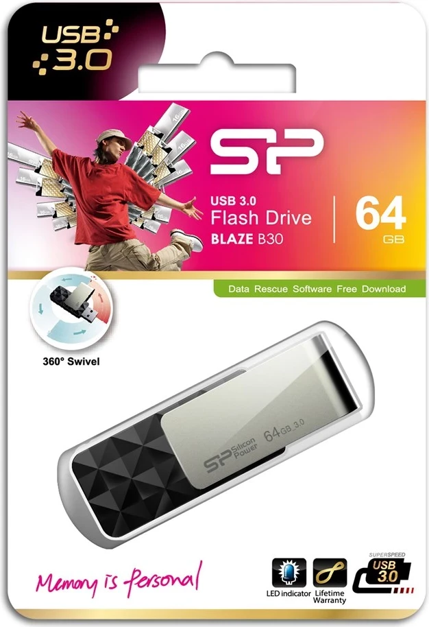 USB flash drive Silicon Power, 64 GB USB Type-A 3.0, e zezë