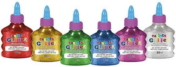 Ngjyra metalike Carioca Glitter 88ml, 6 Ngjyra