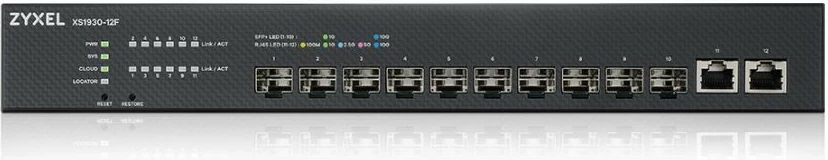 Switch i menaxhuar Zyxel XS1930-12F, 10x SFP+ 10GbE, 2x RJ45, për rack, i zi