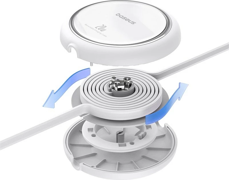 Kabllo për mbushje Baseus Free2Pull, USB C në iP Lightning, 1 m, 20 W, Bardhë